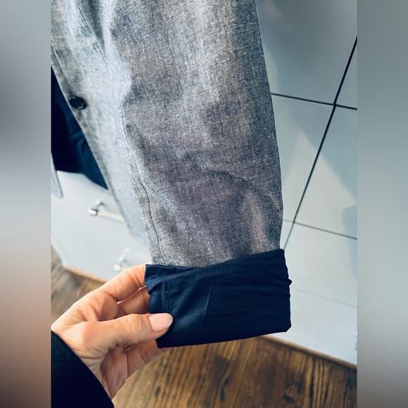 POPPED COLLAR STRUCTURED LINEN BLAZER LINED - Picture 2 of 5